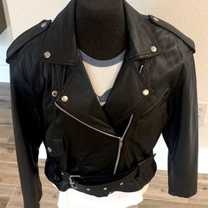 Vintage Wilson’s leather biker jacket with belt